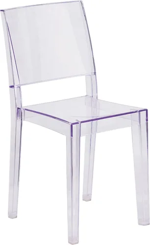 Vista 4 de Flash Furniture Phantom Series - Silla auxiliar apilable transparente para interiores y exteriores con protector de suelo