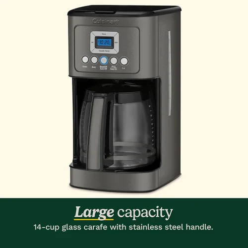 Vista 5 de Cuisinart Cafetera de 14 tazas, máquina de café programable PerfecTemp de Negro/Inoxidable