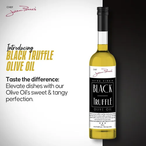Vista 2 de Chef Jean Pierre's - Aceite de oliva de trufa negra - Infundido naturalmente, botella de vidrio de 7 onzas líquidas - Eleva tus platos con una