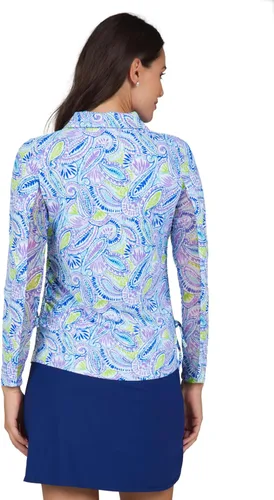 Vista 7 de IBKUL Athleisure Wear 48541 - Polo de manga larga con protección solar UPF 50+ Icefil Cooling Tech Massie Print