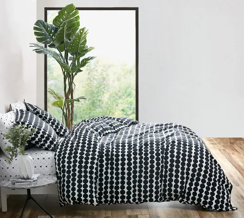 Vista 3 de Marimekko - Juego de funda de edredón tamaño Queen, ropa de cama de algodón con fundas a juego y cierre de botón, decoración del hogar para todas