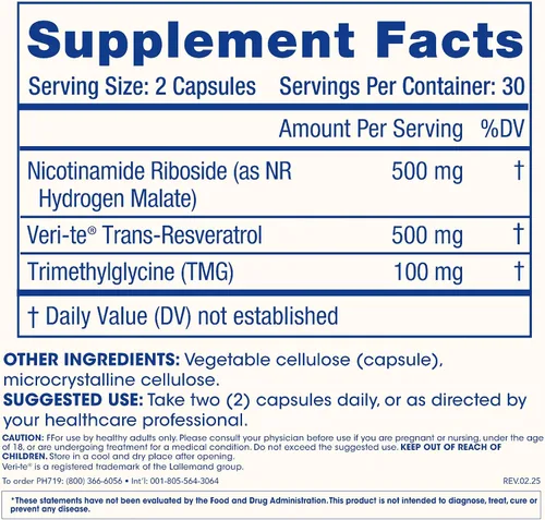 Vista 6 de ProHealth Nicotinamide Riboside Pro Complete 60 cápsulas Soporte integral de NAD+ 500 mg de ribósido de nicotinamida + 500 mg
