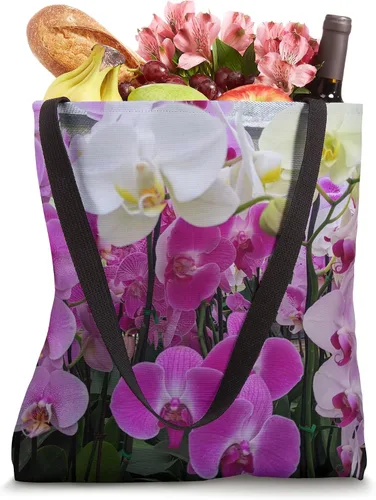 Vista 4 de Bolsa de mano con orquídeas de color blanco y magenta