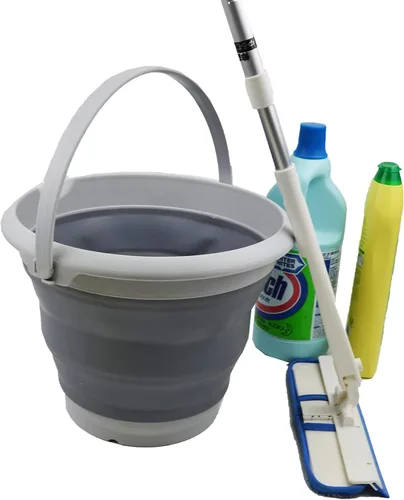 Vista 5 de SAMMART Cubo de plástico plegable de 8,5 L (2,2 galones) - Tina redonda plegable - Cubo de agua portátil para pesca - Maceta al aire libre que Gris