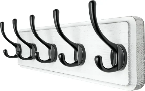 Vista 30 de Dseap Perchero de Pared: Moderno, Patentado, Resistente, 17.4" de Largo, Riel Colgador de Madera con 5 Ganchos Dobles para Abrigos de Invierno, Negro
