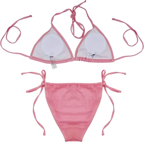 Vista 28 de AIBEARTY Traje de baño de dos piezas con estampado de calaveras para mujer, conjunto de bikini triangular de corte alto para fiesta, festival