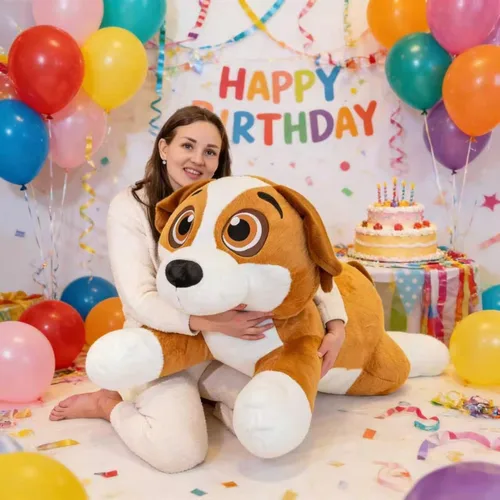 Vista 4 de Animales de peluche grandes para perros, peluches grandes para cachorros, juguetes de peluche gigantes para cachorros de 39", animales de peluche