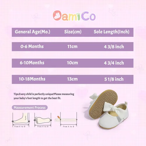 Vista 6 de Zapatos planos Mary Jane para bebés y niñas, suela de goma antideslizante con Bownot para primeros pasos, zapatos de vestir de boda de princesa