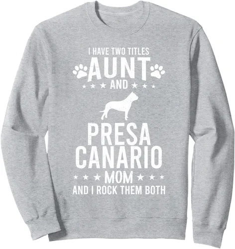 Vista 3 de Sudadera con texto en inglés "I Have Two Titles Aunt And Presa Canario Dog Mom", Negro