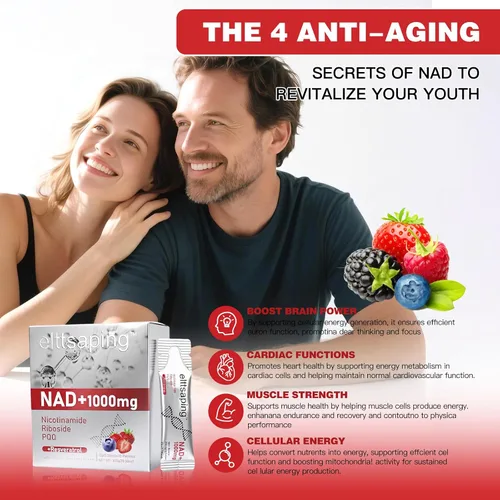 Vista 3 de Suplemento líquido NAD de 1000 mg, suplemento líquido NAD+ con ribósido de nicotinamida, resveratrol y PQQ, suplementos NAD+ para hombres y mujeres
