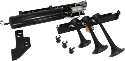 Vista 2 de Kleinn Air Horns VELO-734 Bocina de tren atornillada/sistema de aire a bordo definitivo para camiones Ford F-150/Ford Raptor
