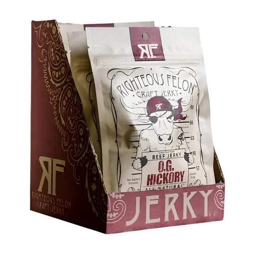 Vista 4 de Righteous Felon Cecina de ternera - Teriyaki Balboa Jerky - Snacks sin gluten - Cecina de res totalmente natural, de origen local y seca
