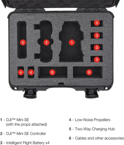 Vista 6 de NANUK 910 Estuche rígido impermeable con inserto de espuma para DJI Mini SE Fly More Kit - Negro (910-MAVMSE1)
