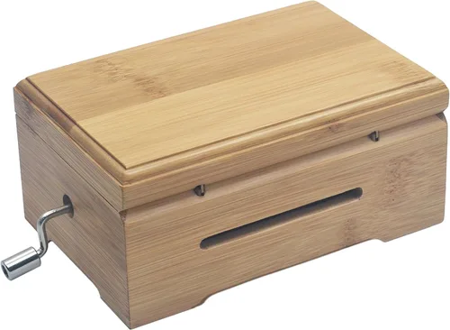 Vista 3 de Caja de música con manivela de 30 notas con engranaje de cobre DIY haz tu kit de herramientas de música (con caja de bambú)