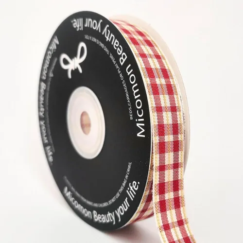 Vista 10 de Cinta a cuadros de guinga – 25 yardas, rojo y azul (3/8 pulgadas) para decoración de Navidad y embalaje de regalo
