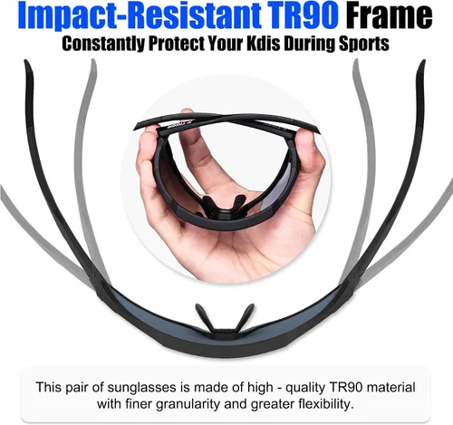 Vista 6 de X-TIGER Gafas de sol polarizadas para niños y niñas, lentes de sol de béisbol polarizadas para niños de 8 a 14 años, UV400, gafas de ciclismo