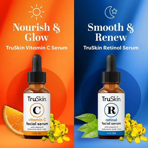 Vista 2 de TruSkin Naturals Suero facial Duo - Suero de retinol para la cara y suero de vitamina C antienvejecimiento para el cuidado de la piel para mujeres