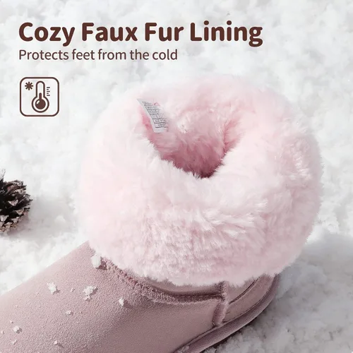 Vista 3 de DREAM PAIRS botas de nieve de invierno con forro de piel sintética para niños