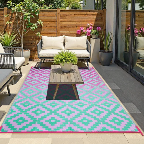 Vista 16 de Anidaroel Alfombra de área para exteriores para patio, 4 x 6 pies, impermeable, reversible, alfombra de paja de plástico para exteriores, alfombra