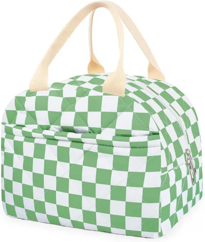 Vista 8 de Lonchera acolchada de algodón aislada, bonita bolsa acolchada con estampado floral, reutilizable, aislada, coqueta, de gran capacidad, hielera