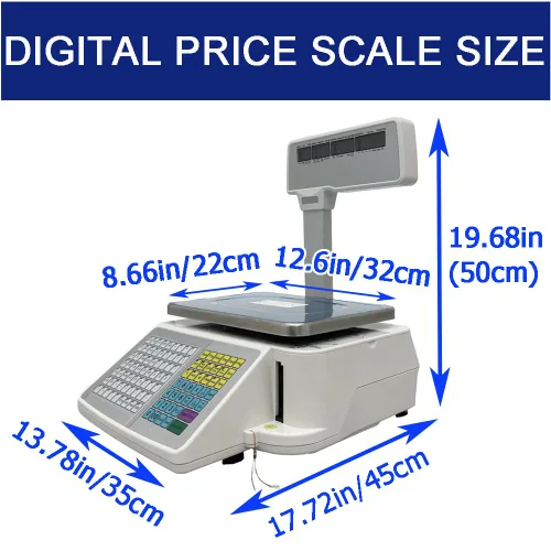 Vista 3 de INTBUYING Báscula de computación de precio digital Capacidad de 33 libras Báscula comercial de alimentos Báscula al por menor con etiqueta Impresora