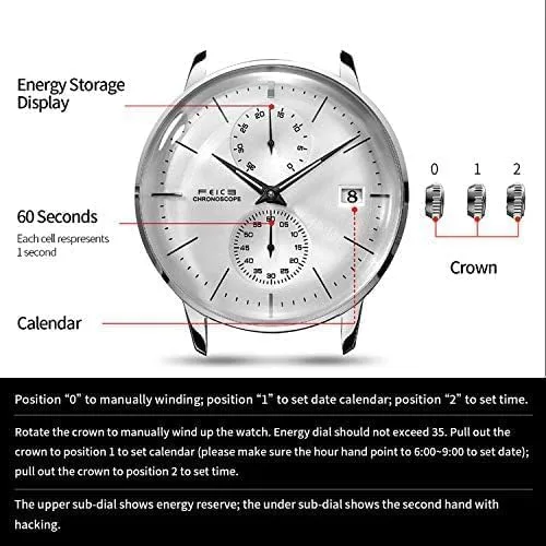 Vista 3 de FEICE Automatic Waches for Men Bauhaus Analog Mechanical Mens Watch Casual Waterproof Anti Shock Dress Watch Stainless Unique Gifts FM212 Watch.