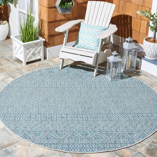 Vista 56 de SAFAVIEH Alfombra lavable al aire libre, colección Courtyard - 2'3" x 5', gris y negro, no desprende pelusa y fácil limpieza, ideal para patio
