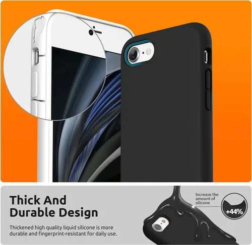 Vista 3 de Surphy - Carcasa de silicona compatible con iPhone SE 2020, iPhone 8, iPhone 7, funda de silicona líquida (con forro de microfibra) para iPhone 7