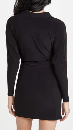 Vista 3 de Norma Kamali Minivestido tipo camisa con lazo frontal para mujer