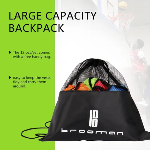 Vista 4 de brooman Scrimmage - Chaleco de entrenamiento para niños, jóvenes y adultos, camiseta de práctica de fútbol atlético (12 y 24 unidades)