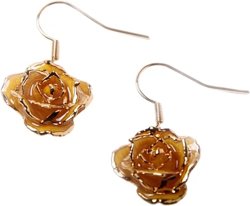 Vista 10 de Eternal Rose Pendientes colgantes de oro de 24 quilates con flor de rosa real para mujer Azul terciopelo