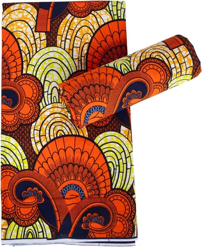 Vista 4 de Tela de algodón africana de la impresión de la cera de Ankara de 6 yardas usada para el material de costura de 24FS1620