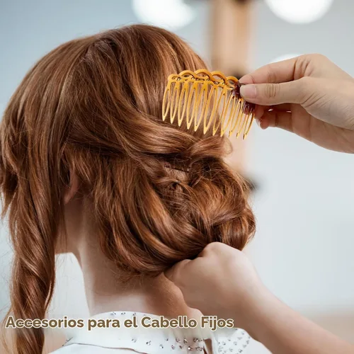 Vista 6 de Peinetas de pelo francés, 8 piezas, peines laterales para el cabello, peines decorativos para mujeres, juego de accesorios de plástico