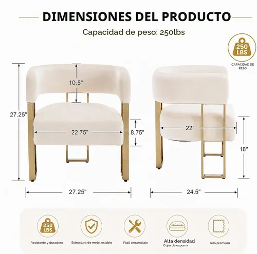 Vista 2 de Silla de acento barril para sala de estar con patas de metal dorado, silla lateral de terciopelo suave tapizada para dormitorio, sillón de lectura