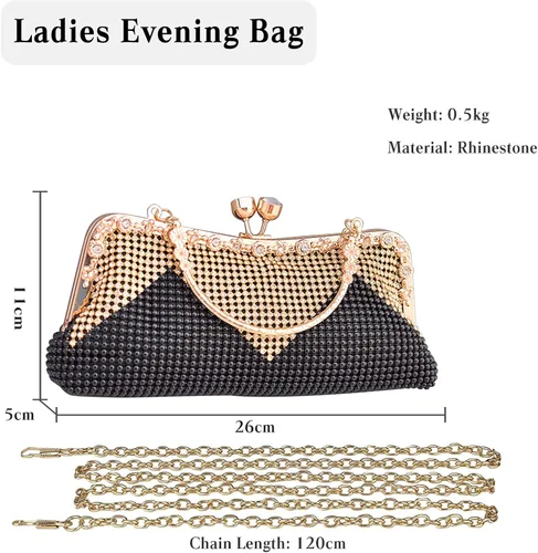 Vista 3 de Bolso de mano de noche para mujer, bolso de cristal con diamantes de imitación