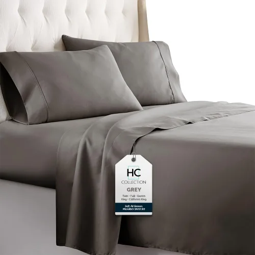 Vista 17 de HC COLLECTION Juego de sábanas para cama individual con 1 funda de almohada, sábanas de microfibra cepillada de 1800 hilos de lujo hotelero Serie
