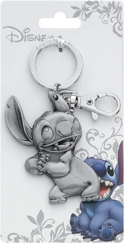 Vista 5 de Disney Llavero Stitch de peltre plateado, 3 pulgadas