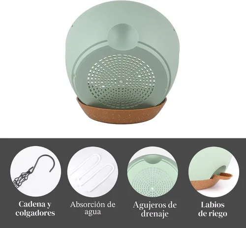 Vista 3 de TYMENSH Macetas colgantes de 12 pulgadas, juego de 2 macetas colgantes de riego automático con agujeros de drenaje, platillo extraíble, macetas