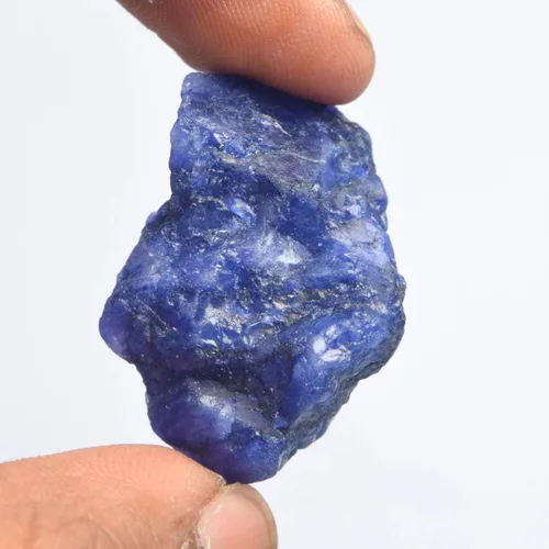 Vista 4 de Zafiro azul en bruto genuino, 66.00 Ct, cristal curativo de zafiro natural en bruto, gema suelta para joyería, Gema, azul