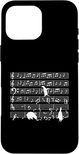 Vista 19 de iPhone 16 Notas musicales con pingüino en partitura musical - Estuche para profesor de música