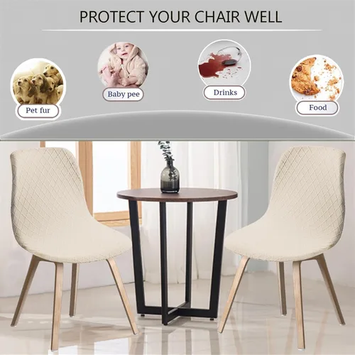 Vista 5 de Juego de 2 fundas de jacquard para silla, elásticas, impermeables, escandinavas, para sillas de comedor, lavables, modernas, fundas de asiento
