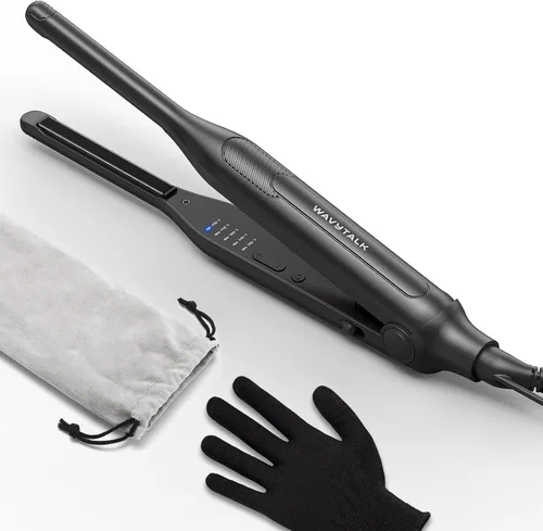Vista 7 de Wavytalk Plancha plana de lápiz de 0.3 pulgadas para pelo corto y corte Oro rosa brillante.