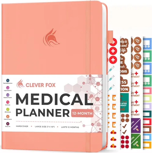 Vista 14 de Clever Fox Agenda médica grande de 12 meses – Cuaderno médico, diario de salud, diario de bienestar para rastrear la salud – 12 meses, 7 x 10.5