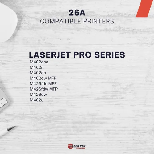 Vista 2 de Laser Tek Services Cartucho de tóner de repuesto compatible para impresoras HP 26A CF226A funciona con impresoras HP LaserJet Pro M402d M402dn M402n