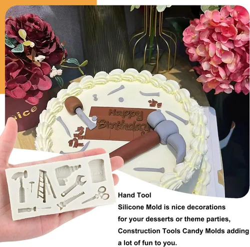 Vista 3 de Sijiangmold Herramientas manuales para fondant, mini moldes de herramientas de construcción para galletas de chocolate, decoración de cupcakes