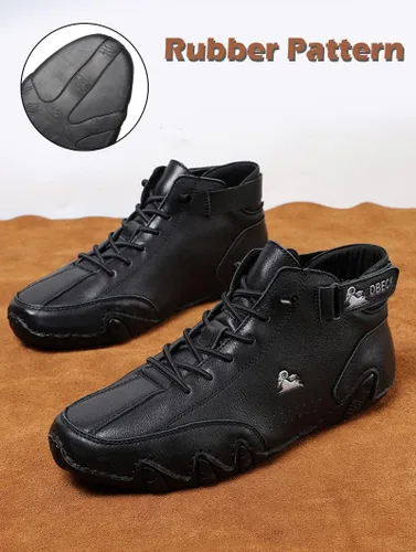 Vista 26 de JishinGal Botas Chukka de ante para hombre, ligeras, descalzas, para caminar, al aire libre, informales, italianas, hechas a mano, de caña alta, sin
