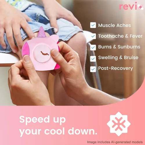 Vista 3 de REVIX Paquetes de hielo para niños - Bolsas de gel frías reutilizables para niños pequeños y bebés, cubiertas de tela suaves con 4 lindos diseños