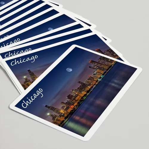 Vista 5 de Lantern Press Chicago, Illinois, Skyline por la noche (52 cartas de juego, baraja de cartas de tamaño póquer con comodines)