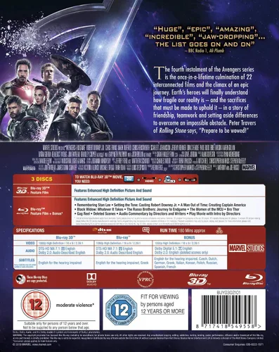 Vista 4 de Avengers Endgame Blu-ray + 3D 2019 Region Free 3D Blu-ray