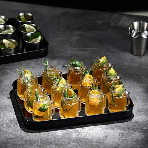 Vista 8 de Kingrol Paquete de 16 vasos de chupito de 2 onzas con tapas, tarros de vidrio para bebidas, postres, velas, manualidades